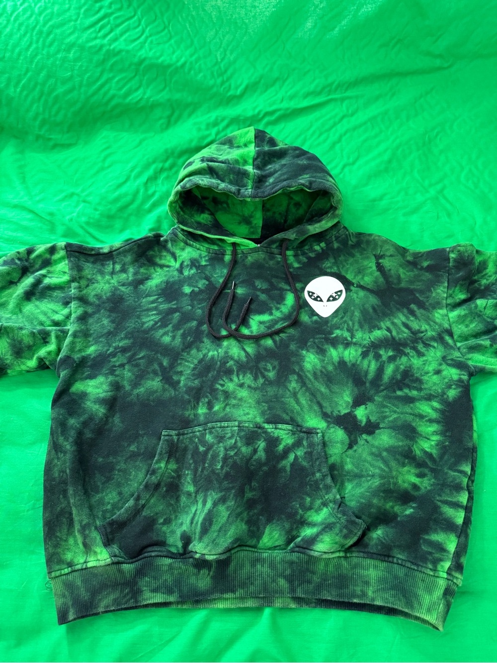 Black Matter Green Tie Dye Medium Alien  “Get Me Out of Here” Hoodie